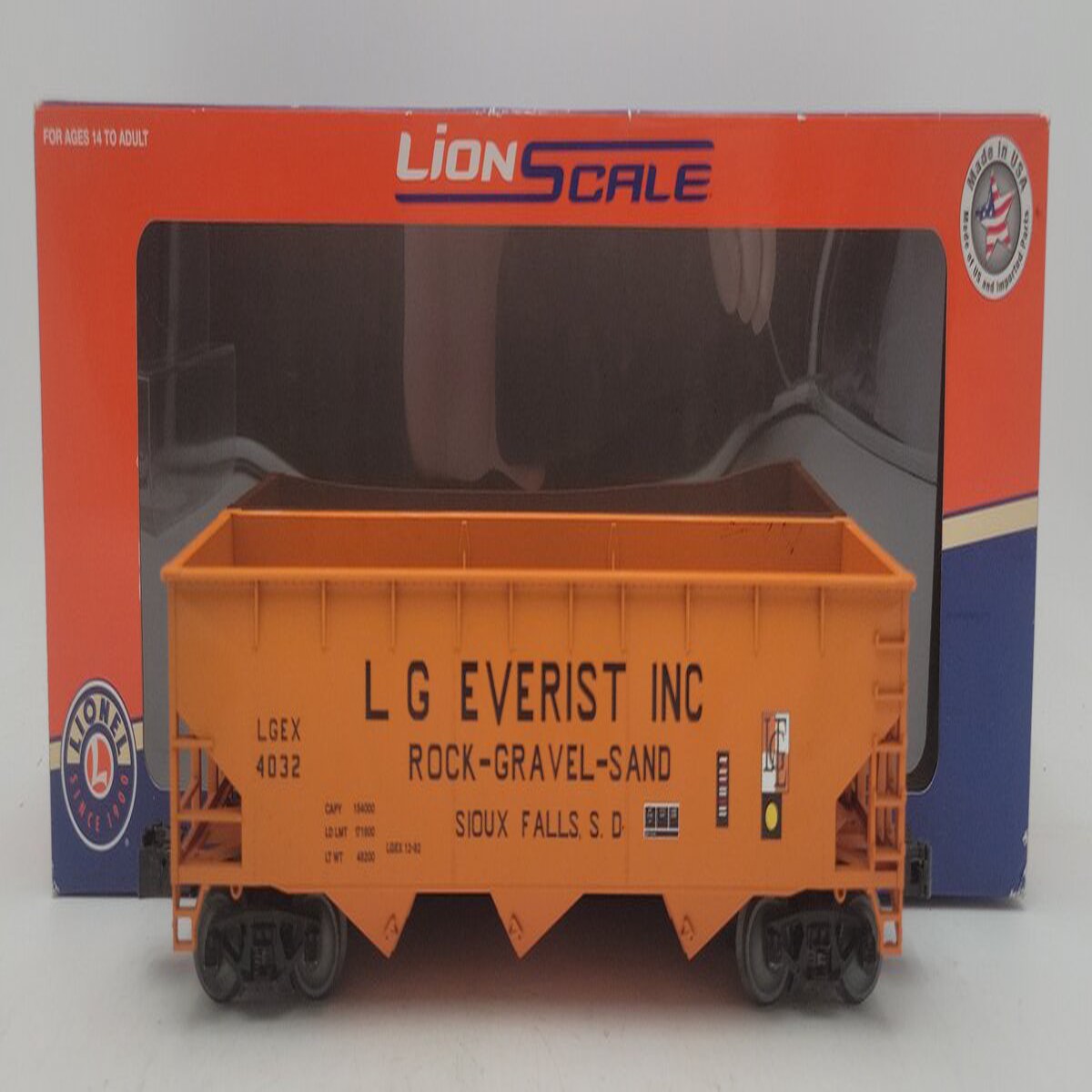 Lionel 3-18152 O Gauge LG Everist AAR Offset 3 Bay Hopper #4032 EX/Box