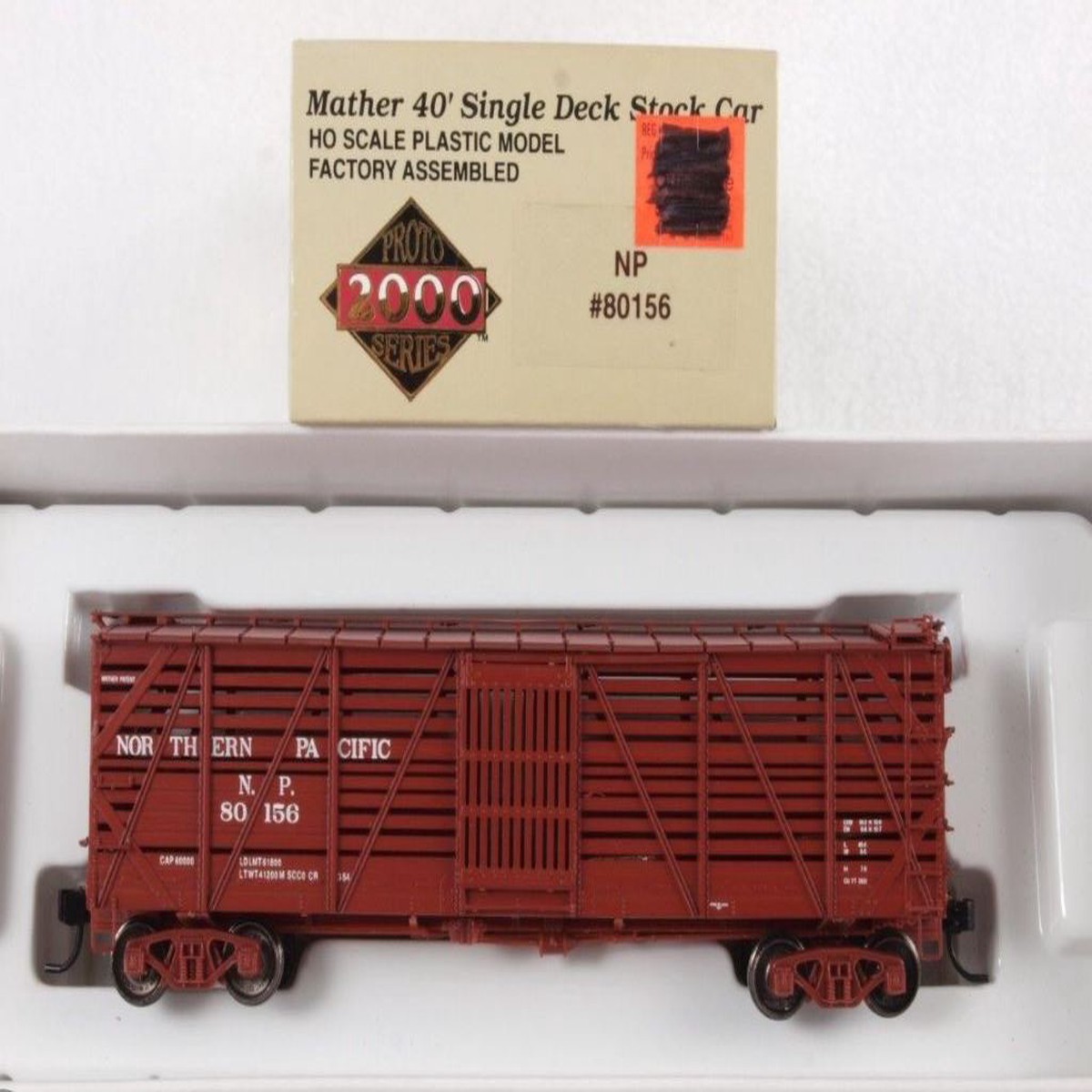 Proto 2000 HO Scale Northern Pacific 40' Single Deck Stock Car #80156 LN/Box