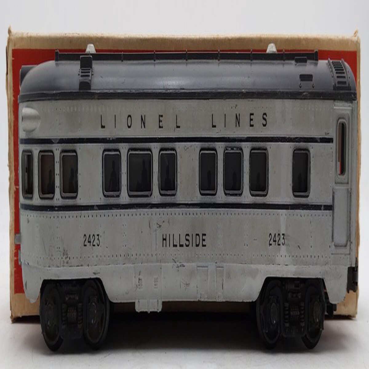 Lionel 2423 Vintage O Lionel Lines Hillside Lighted Observation Car w Gray Roof VG/Box