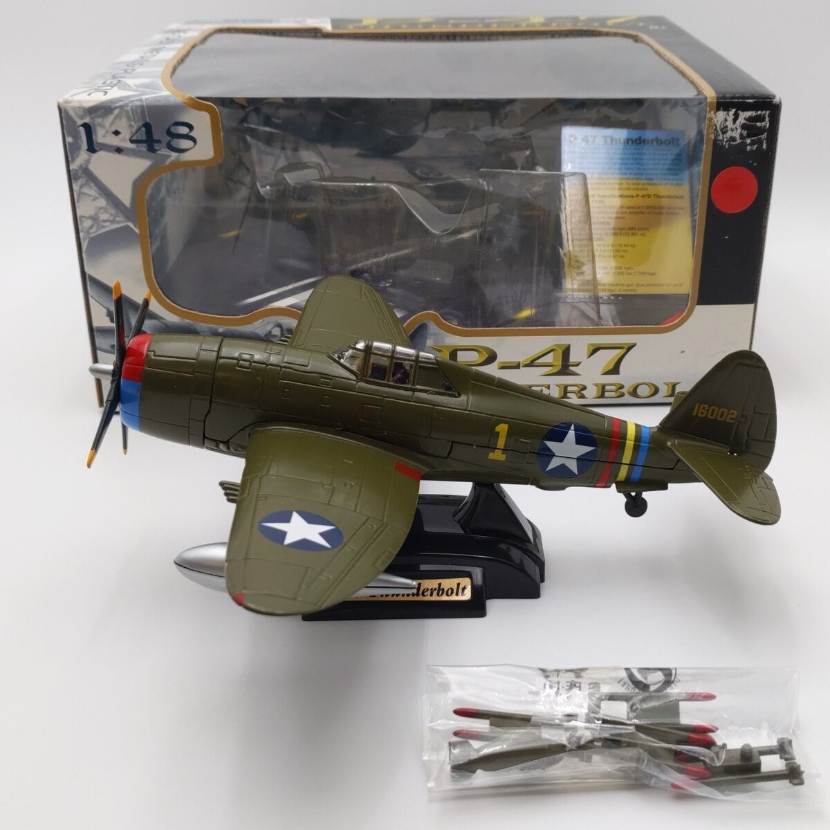 Motor Max 76316 1:48 Scale P-47 Thunderbolt Green W/Star Diecast Replica EX/Box