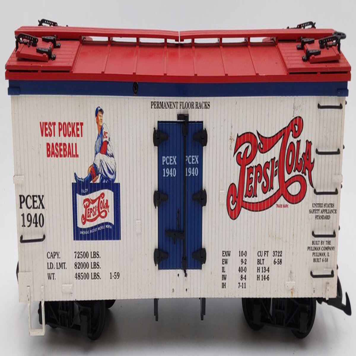 USA Trains 16127 G Scale Pepsi-Cola "Vest Pocket Baseball" Reefer Car #1940 VG