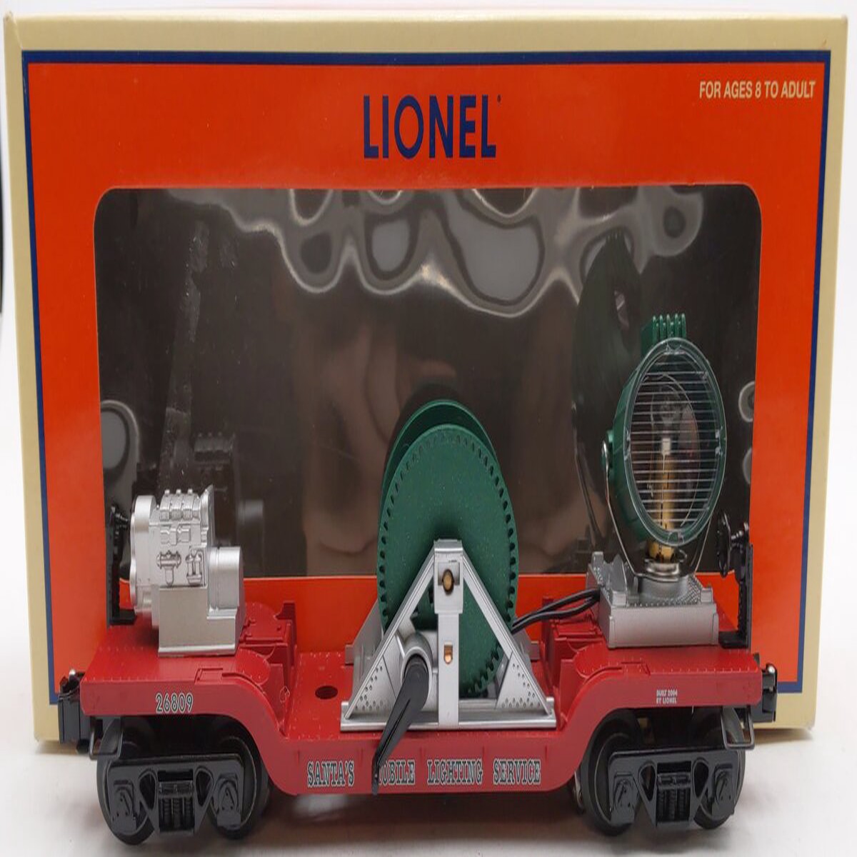 Lionel 6-26809 O Gauge Santas Mobile Lighting Service Extension Searchlight Car EX/Box