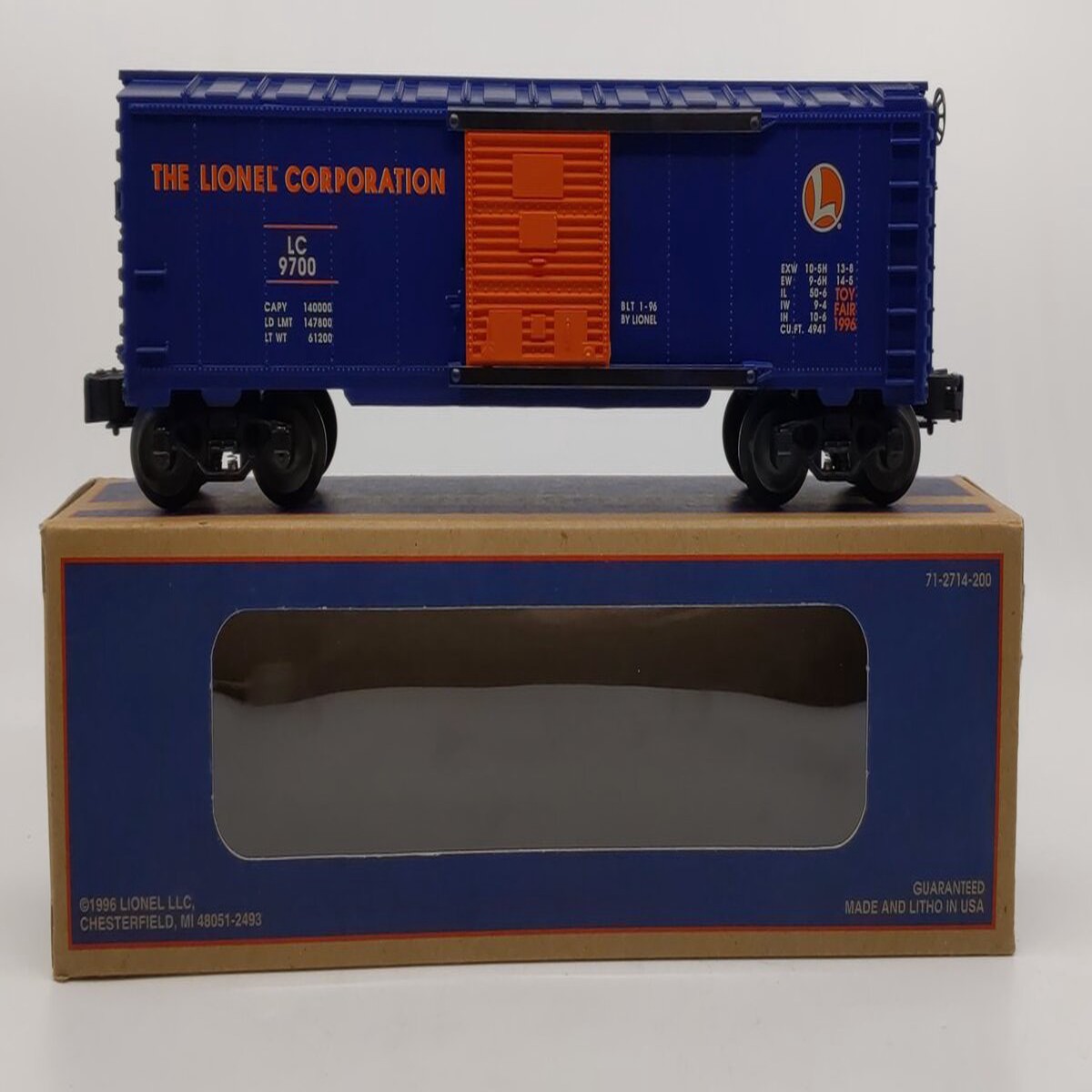 Lionel 6-19947 O Gauge 1996 Lionel Toy Fair Boxcar- Blue Box #9700 LN/Box