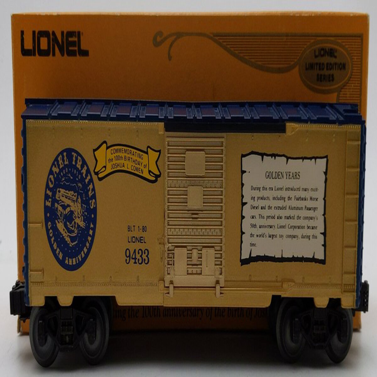 Lionel 6-9433 O Gauge Joshua Lionel Cowen Golden Years Boxcar LN/Box