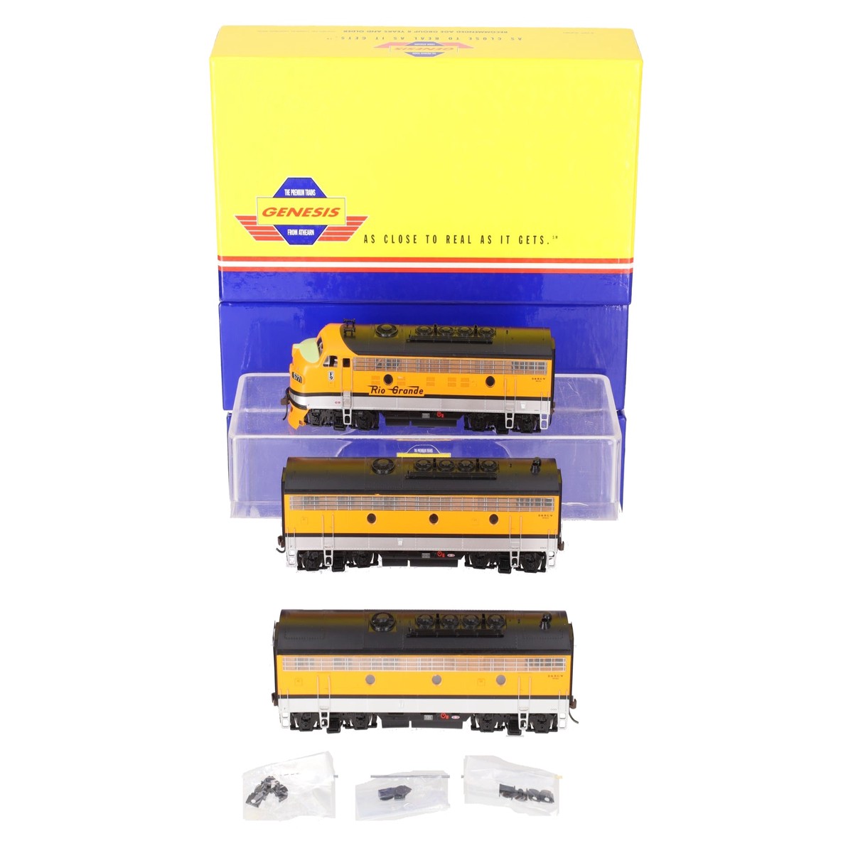 Athearn G3252 HO Scale D.&R.G.W. "Rio Grande Zephyr" F-9 ABB Diesel Set EX/Box
