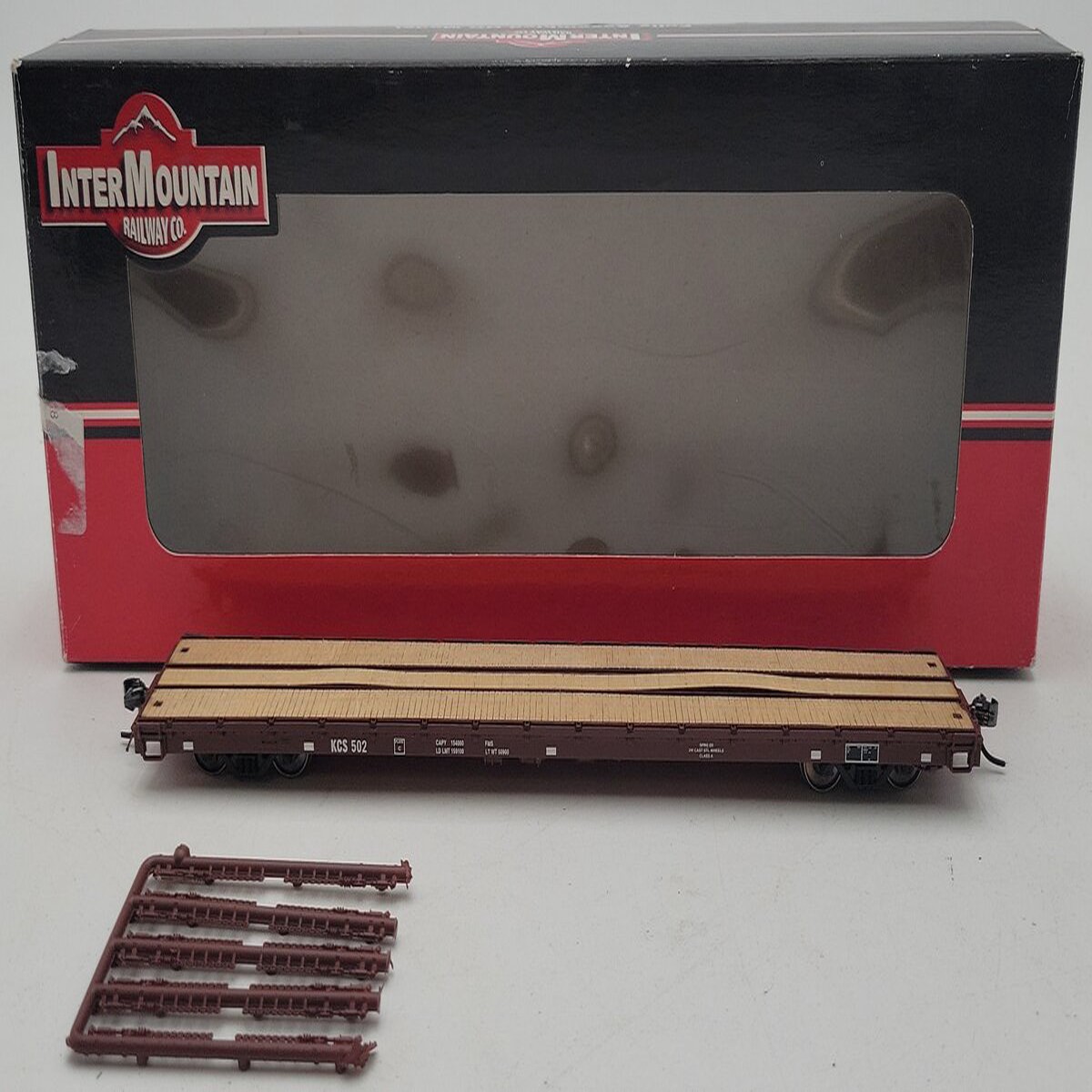 InterMountain 46407-18 HO Kansas City Southern 60' Wood Deck Flat Car #502 EX/Box