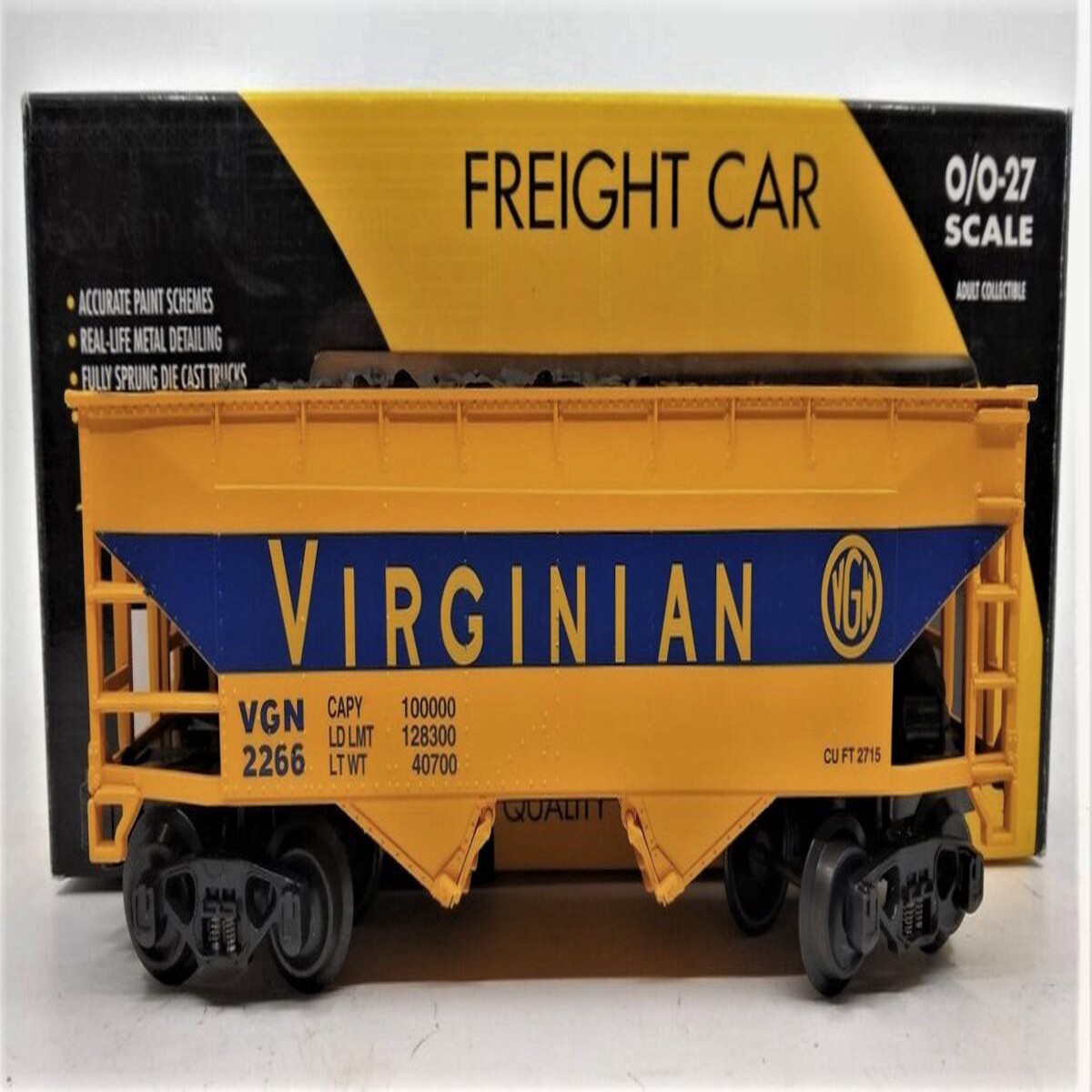 K-Line K621-44634 O Gauge Virginian Hopper w/Coal Load #2266 LN/Box