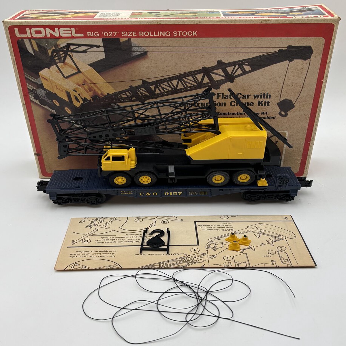 Lionel 6-9157 O Gauge Chesapeake & Ohio Flatcar with Construction Crane Kit EX/Box