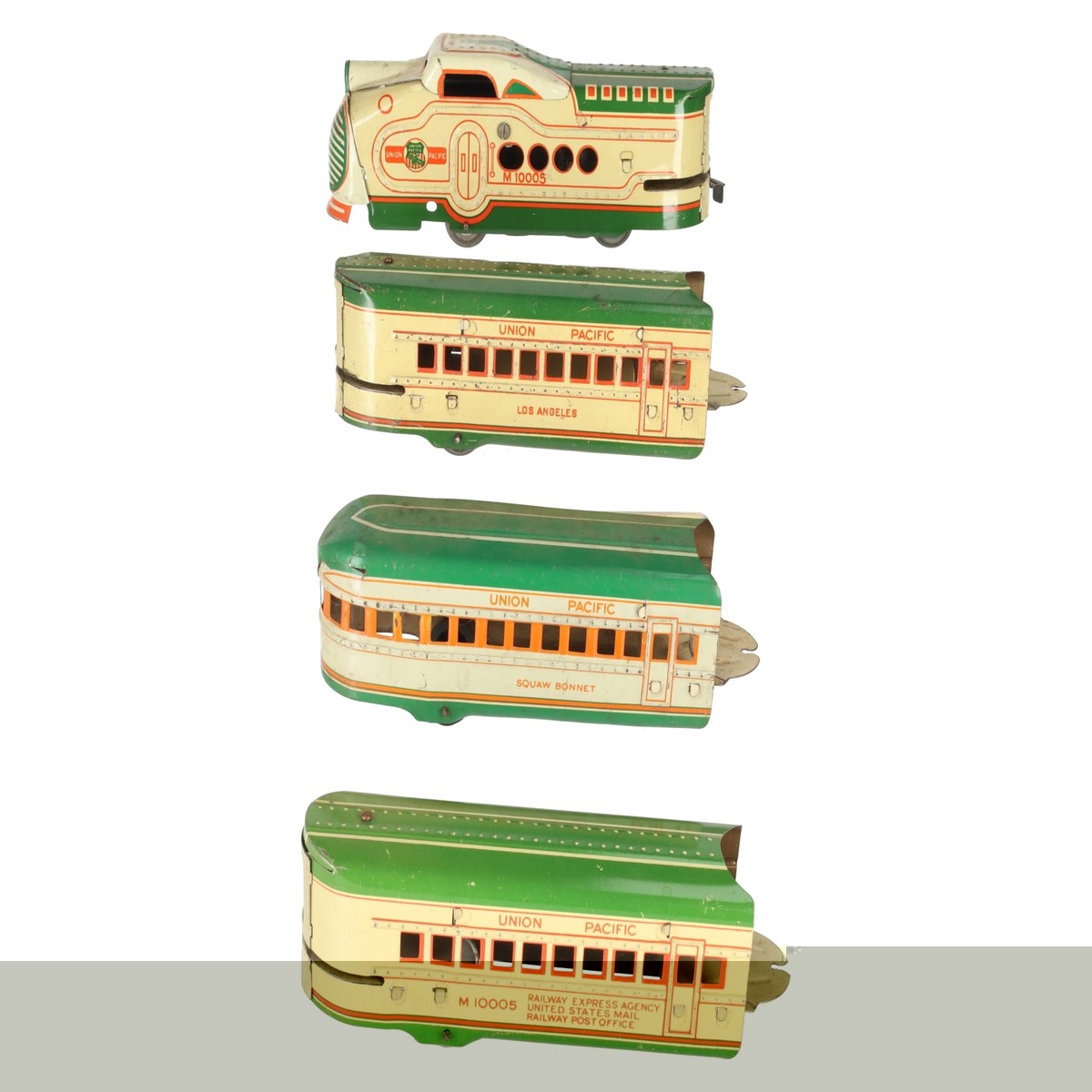 Marx 10005 Vintage O Gauge UP Streamliner Lithographed Diesel Passenger Set VG