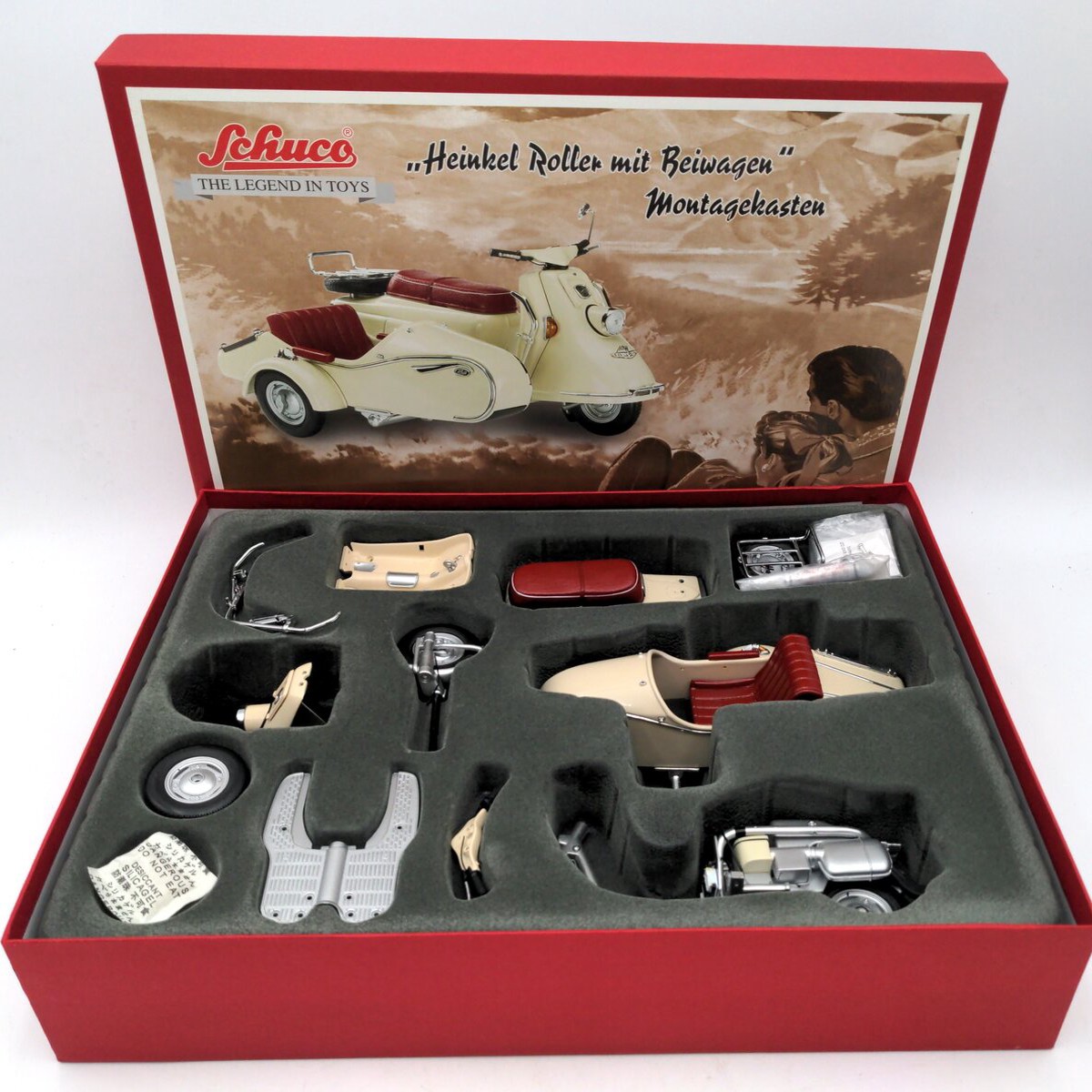 Schuco 06541 1:18 Scale Diecast Montagekasten Heinkel Roller mit Beiwagen Kit MT/Box