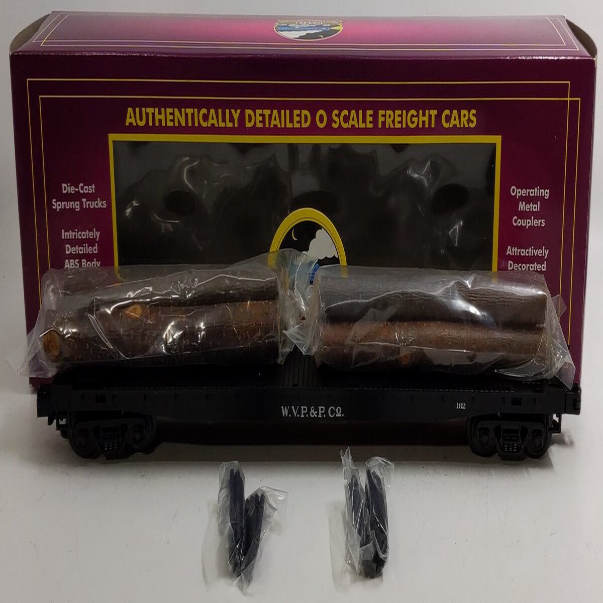 MTH 20-98103B O Gauge West Virginia Pulp and Paper Log Car w/Logs #162 LN/Box