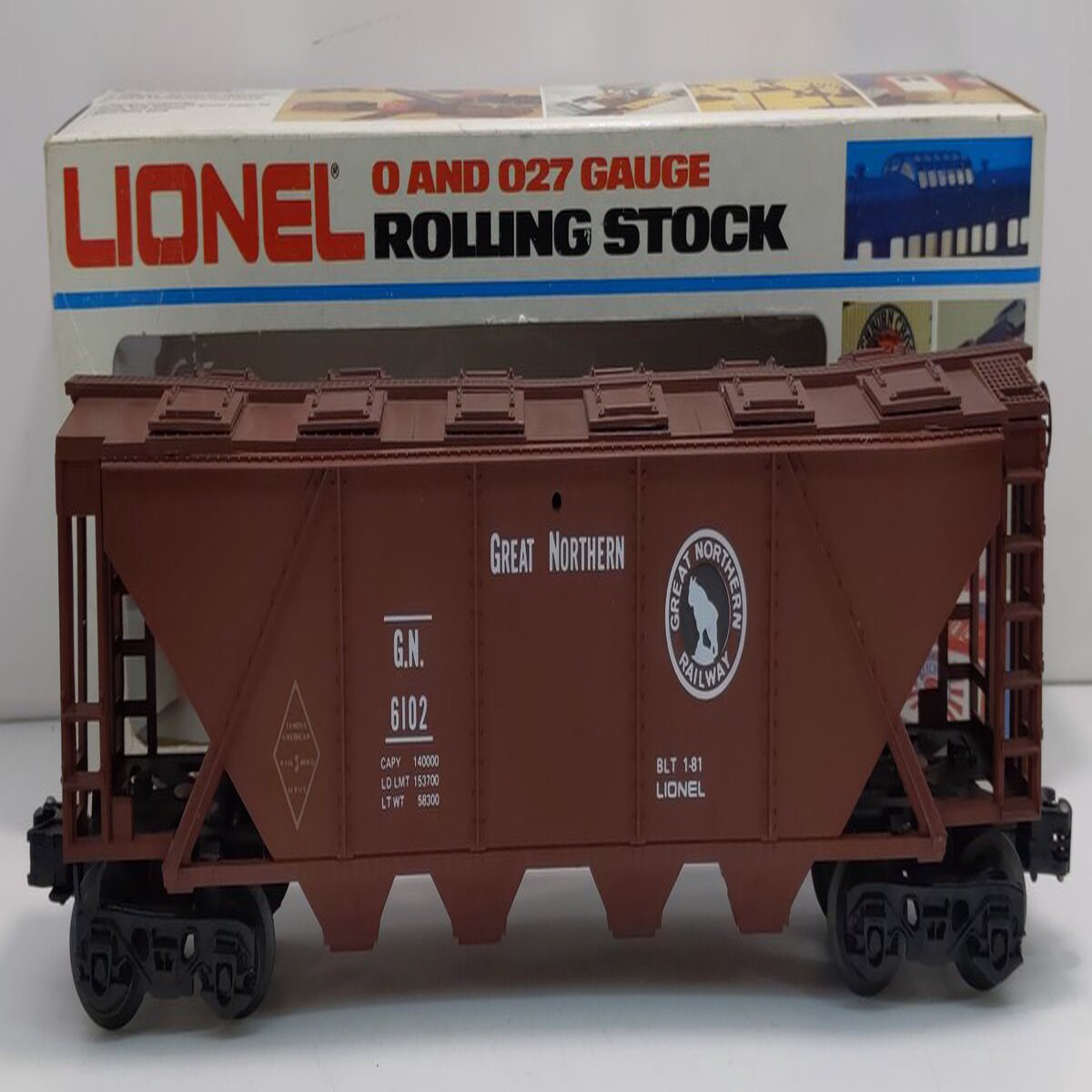 Lionel 6-6102 O Gauge Great Northern 4-Bay Covered Hopper LN/Box