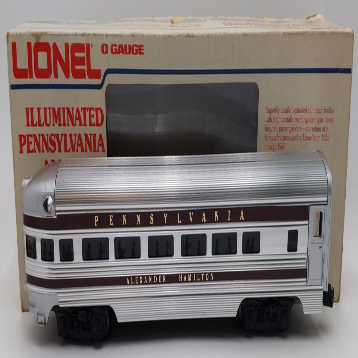 Lionel 6-9574 O Gauge Pennsylvania "Alexander Hamilton" Aluminum Observation Car EX/Box
