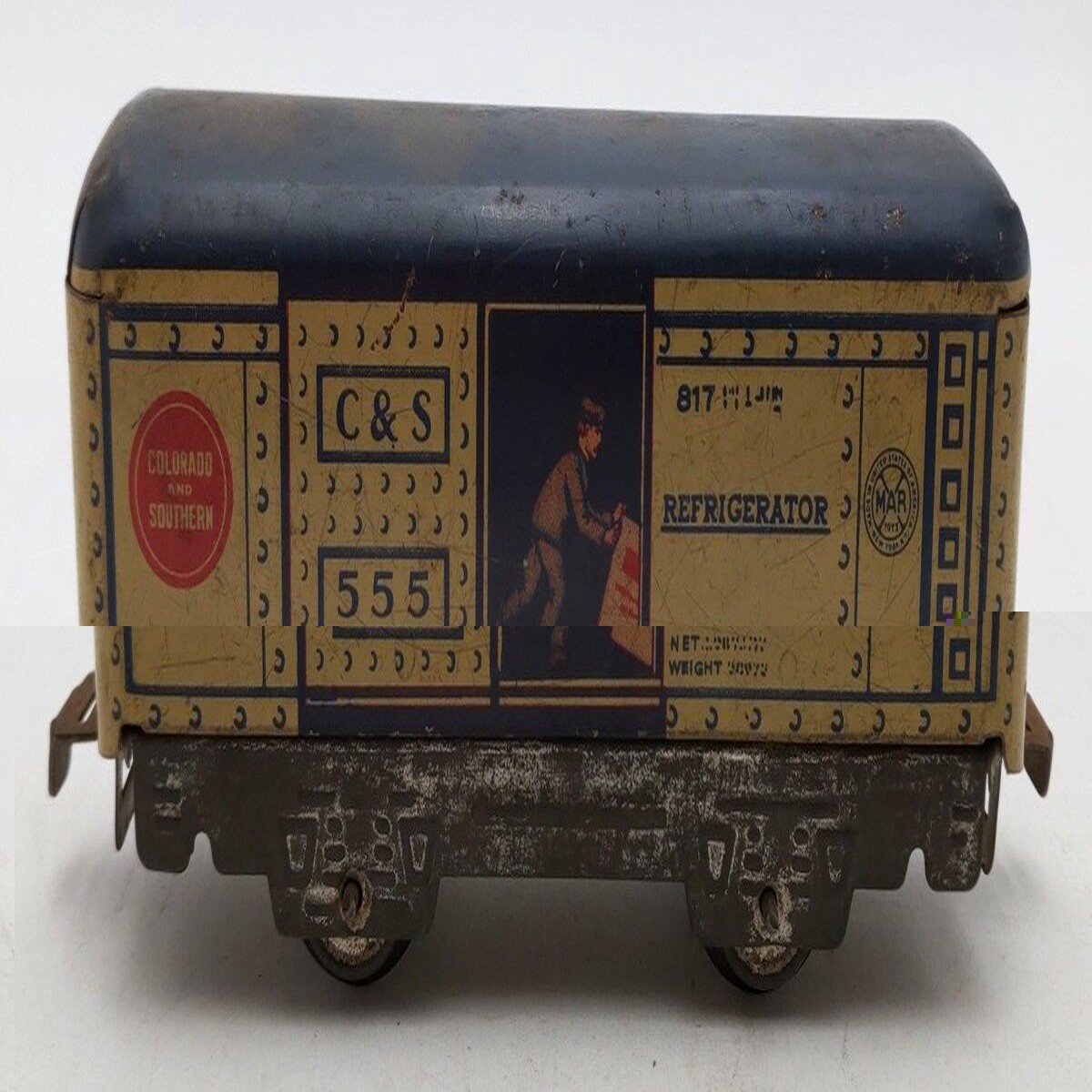 Marx 555 Vintage O C&S Tinplate Reefer w/ Man In Door VG