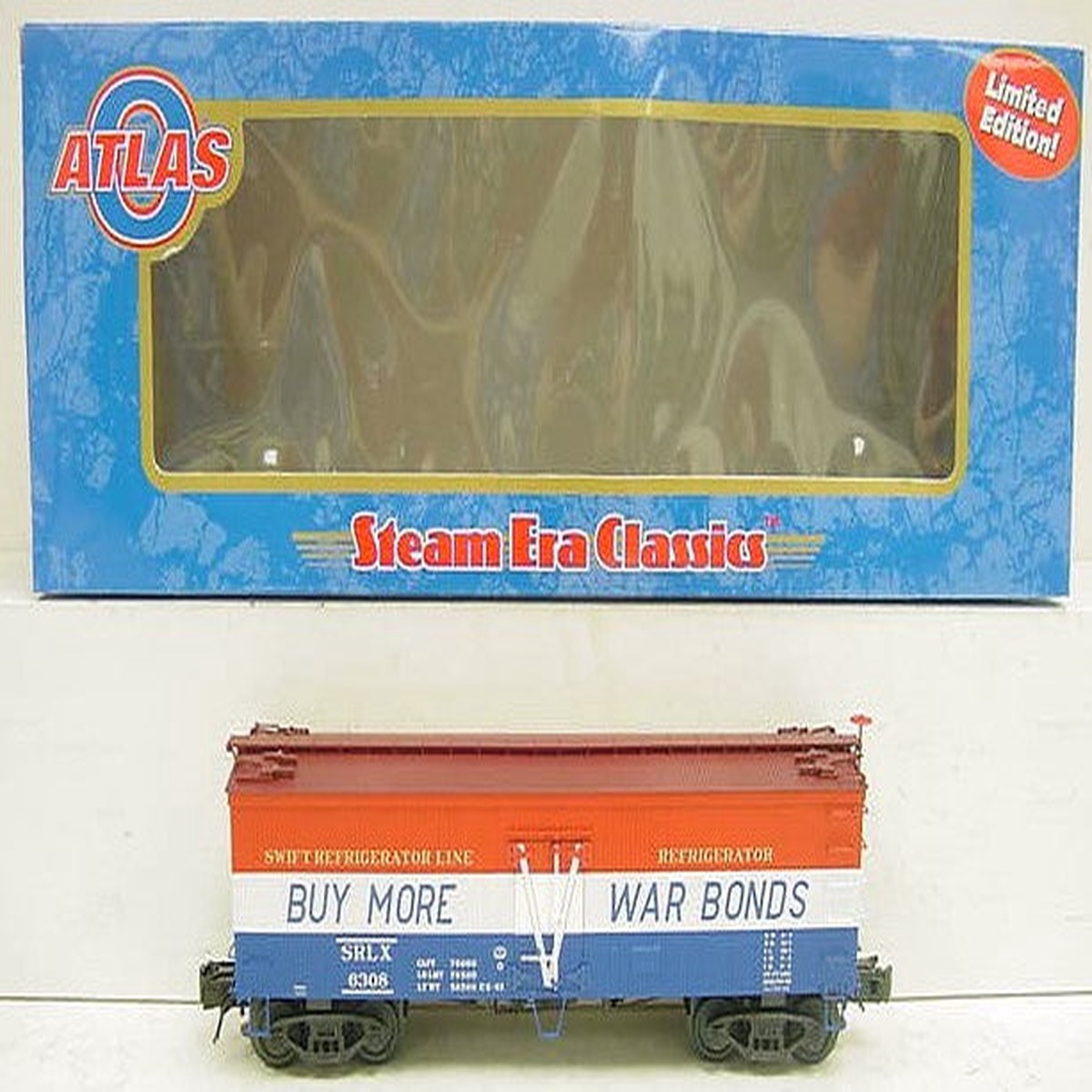 Atlas 8007-3 O Swift 'War Bonds" 36' Woodside Reefer Car #6308 (3Rail) LN/Box