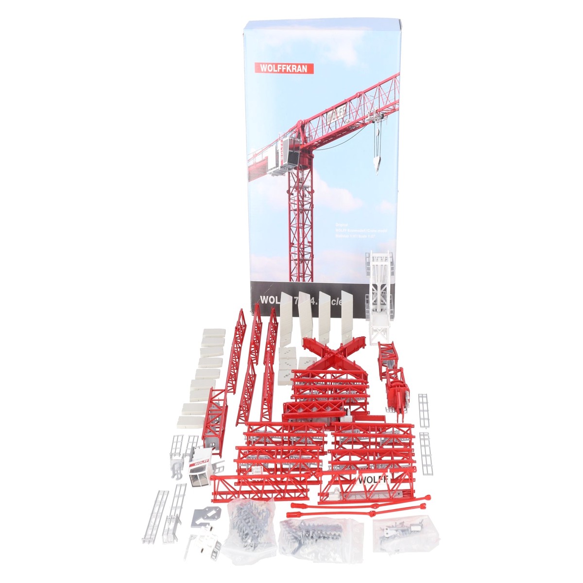 Conrad 2034 1:87 Scale Diecast Wolffkran 7534 Clear Trolley Tower Crane VG/Box