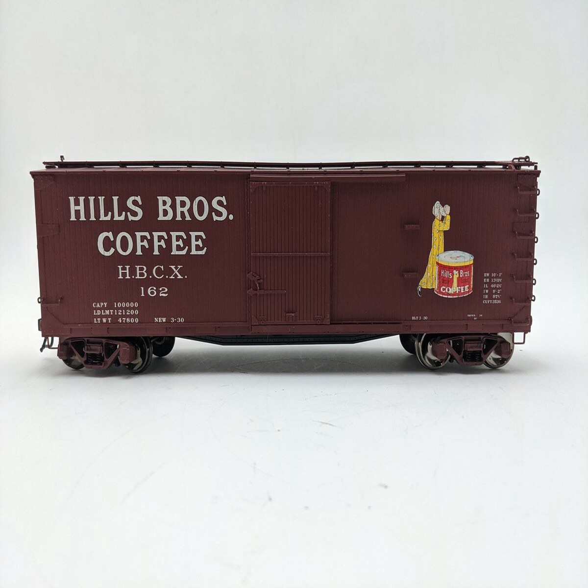 Atlas 9326-2 O Scale Hills Bros. Coffee Wood Boxcar #162 ( 2-Rail ) EX