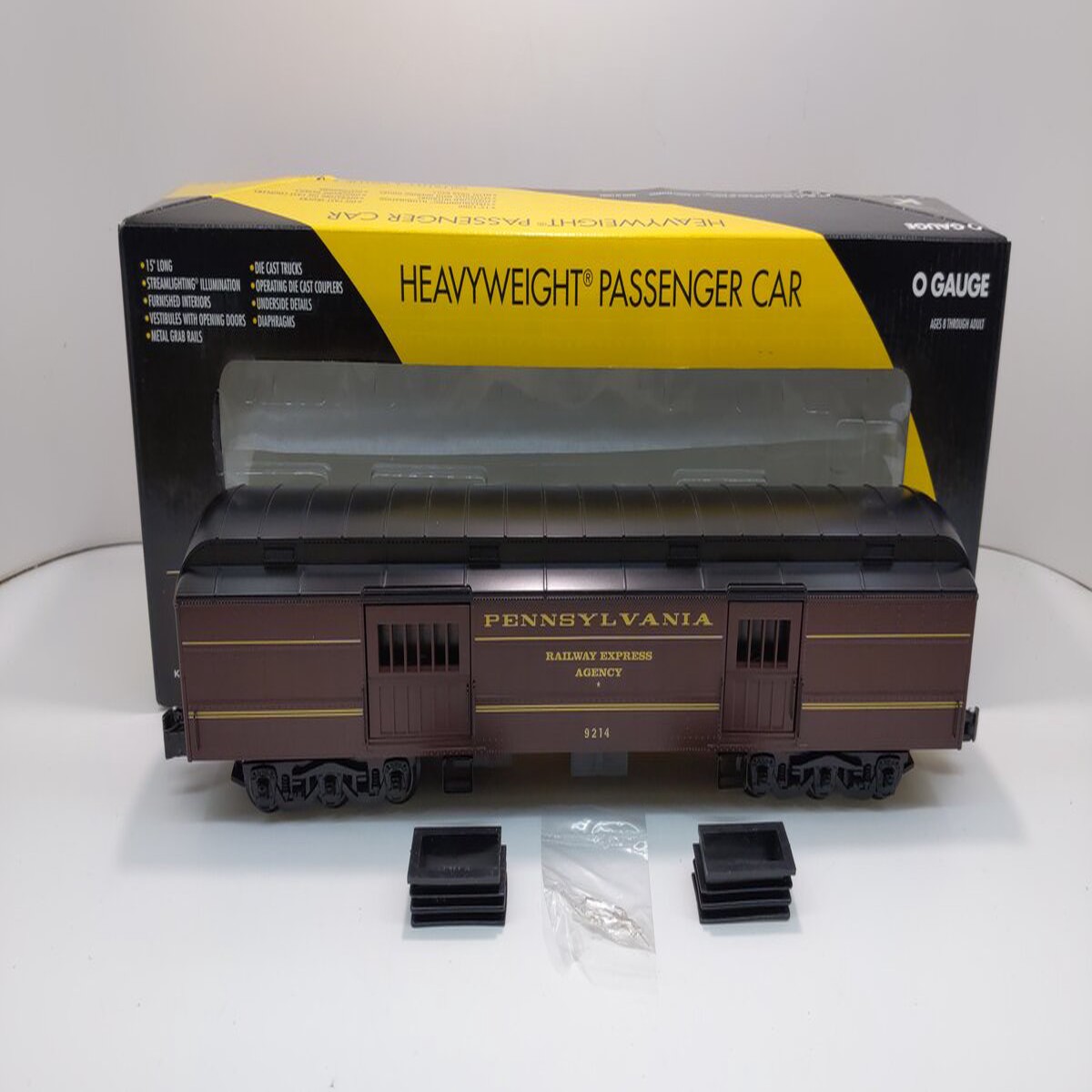 K-Line K4880-0016 O Pennsylvania "REA" 15" Heavyweight Baggage Car #9214 NIB
