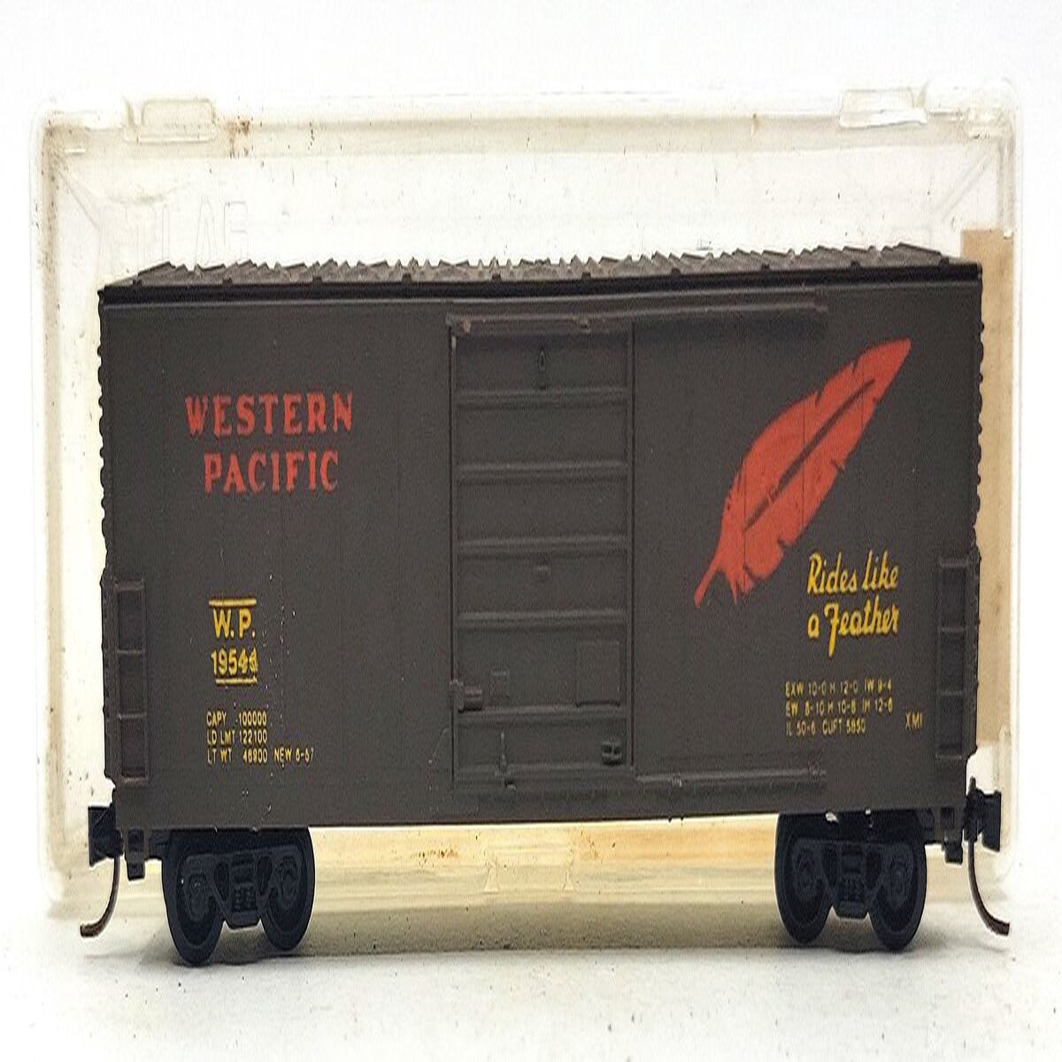 Life Like 4487 N Scale Western Pacific "Feather" 50' S/D Box Car #19544 EX/Box