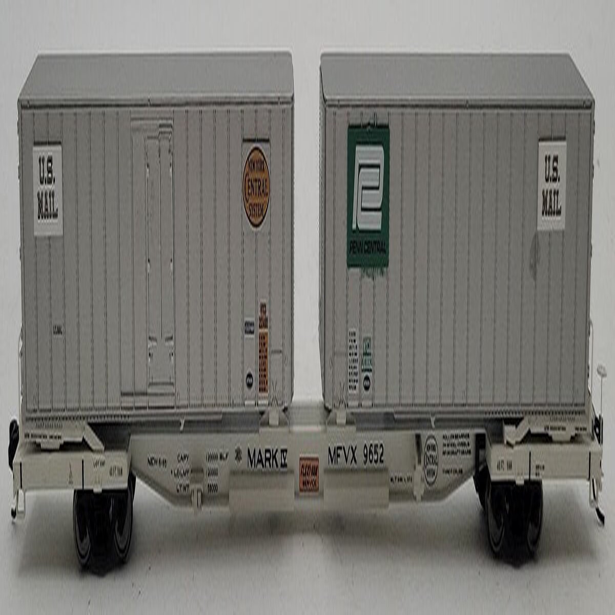 Walthers 932-41064 HO Scale NYC & Penn Central Mark IV Flat Car W/Trailer #9652 EX