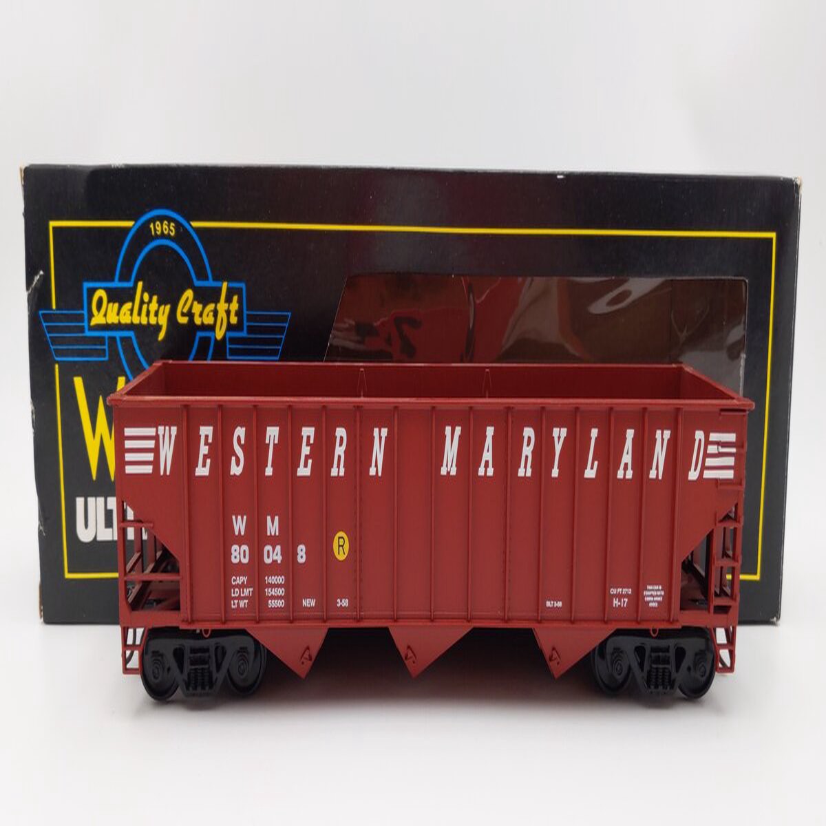 Weaver U2221 O Scale Western Maryland 3-Bay Ribbed Coal Car #80048 (2-Rail) EX/Box