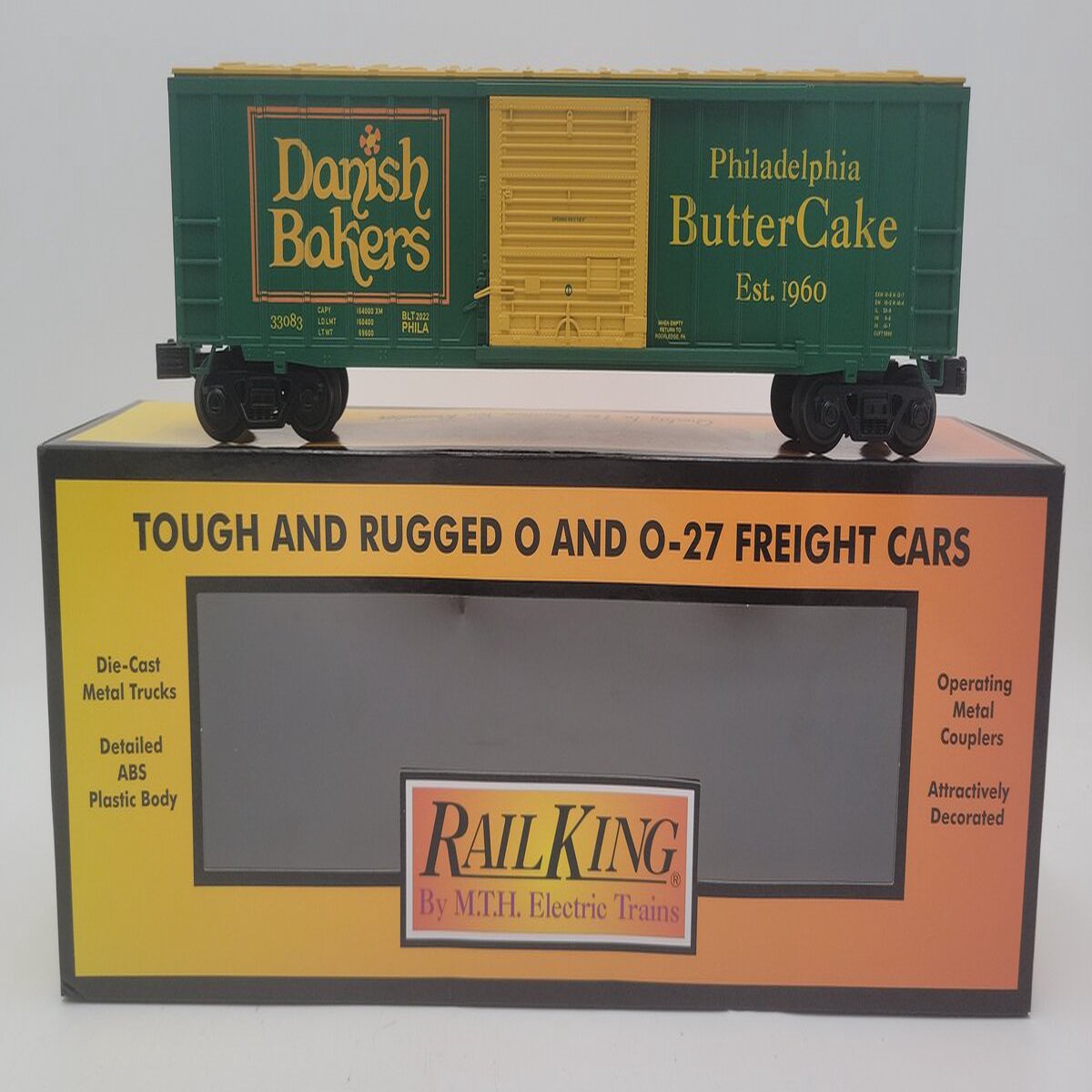 MTH 30-71101 O Gauge Danish Bakers 50' Modern Boxcar #33083 LN/Box