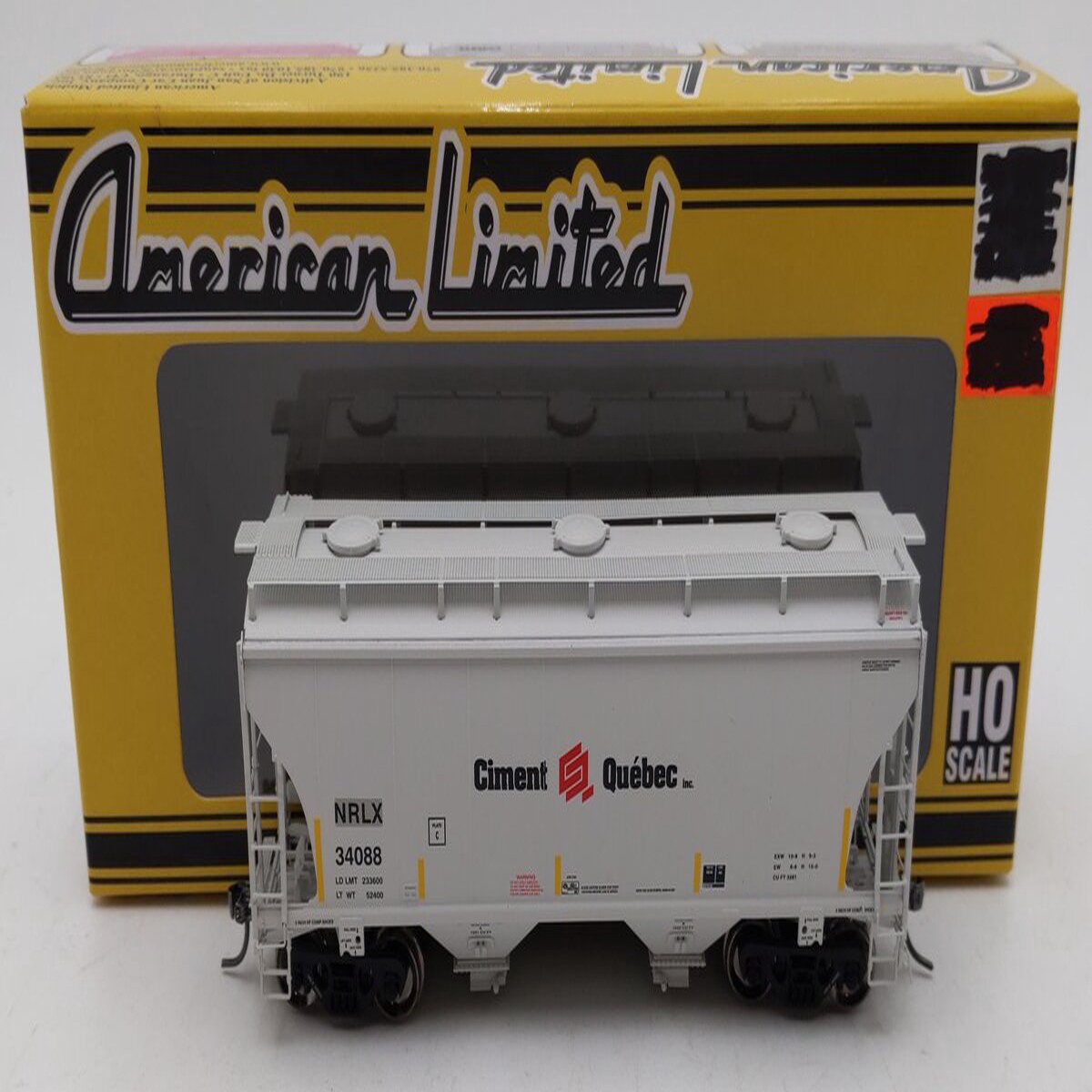 American Limited Models 1086 HO NRLX Ciment Qubec 2-Bay Covered Hopper #34088 LN/Box
