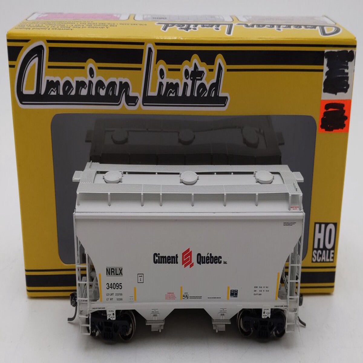 American Limited Models 1087 HO NRLX Ciment Qubec 2-Bay Covered Hopper #34095 LN/Box