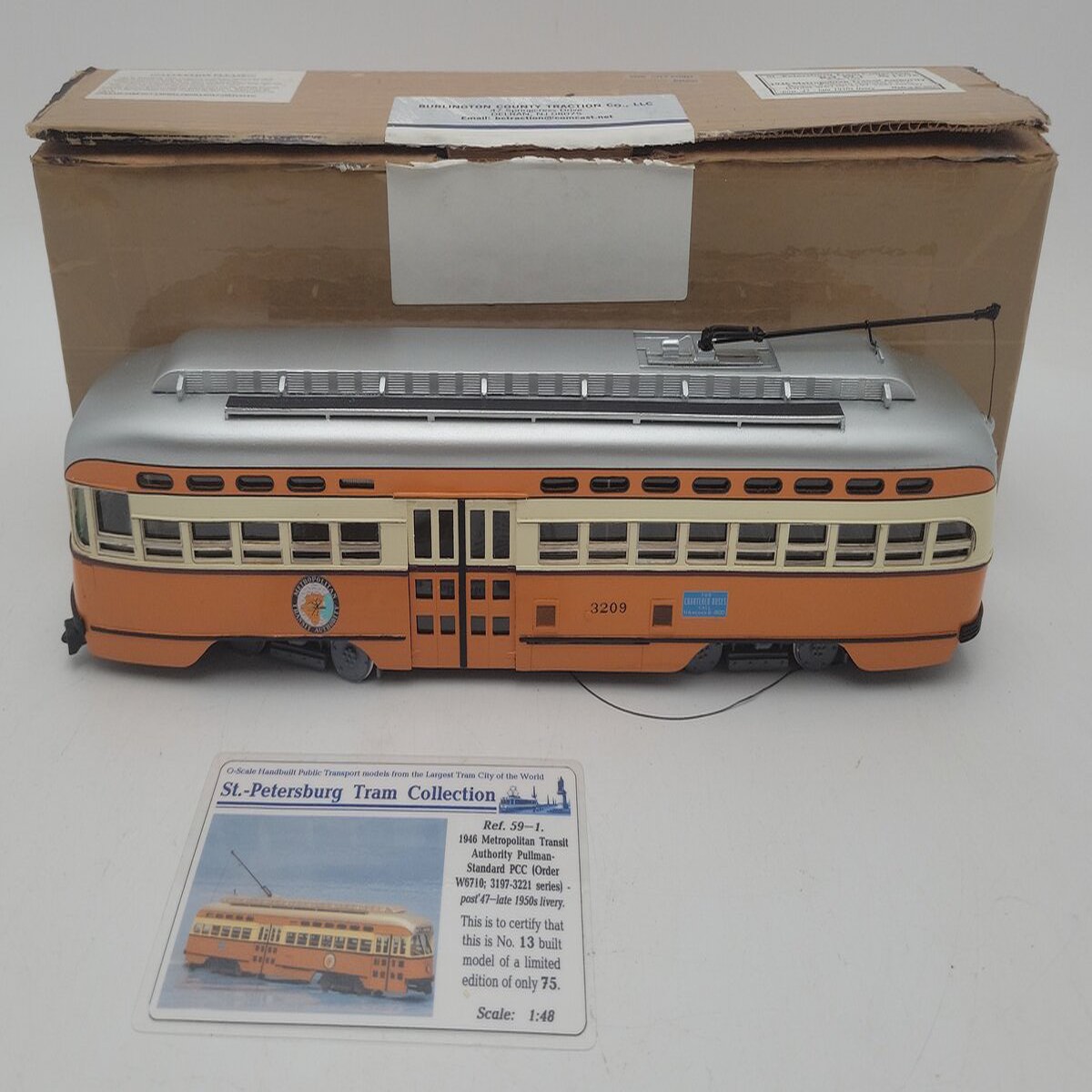 St. Petersburg Tram Collection 59-1 O Scale MTA 1946 Pullman-Standard PCC 2-Rail EX/Box