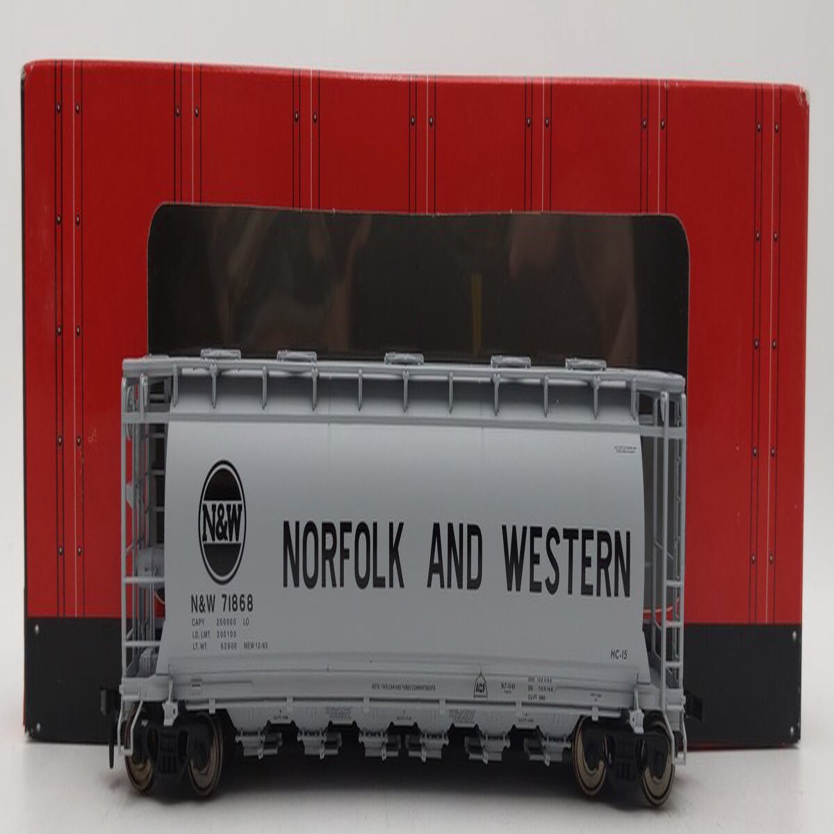 Atlas 1958-2 HO Scale Norfolk & Western ACF 6 Bay Cylindrical Hopper #71868 EX/Box