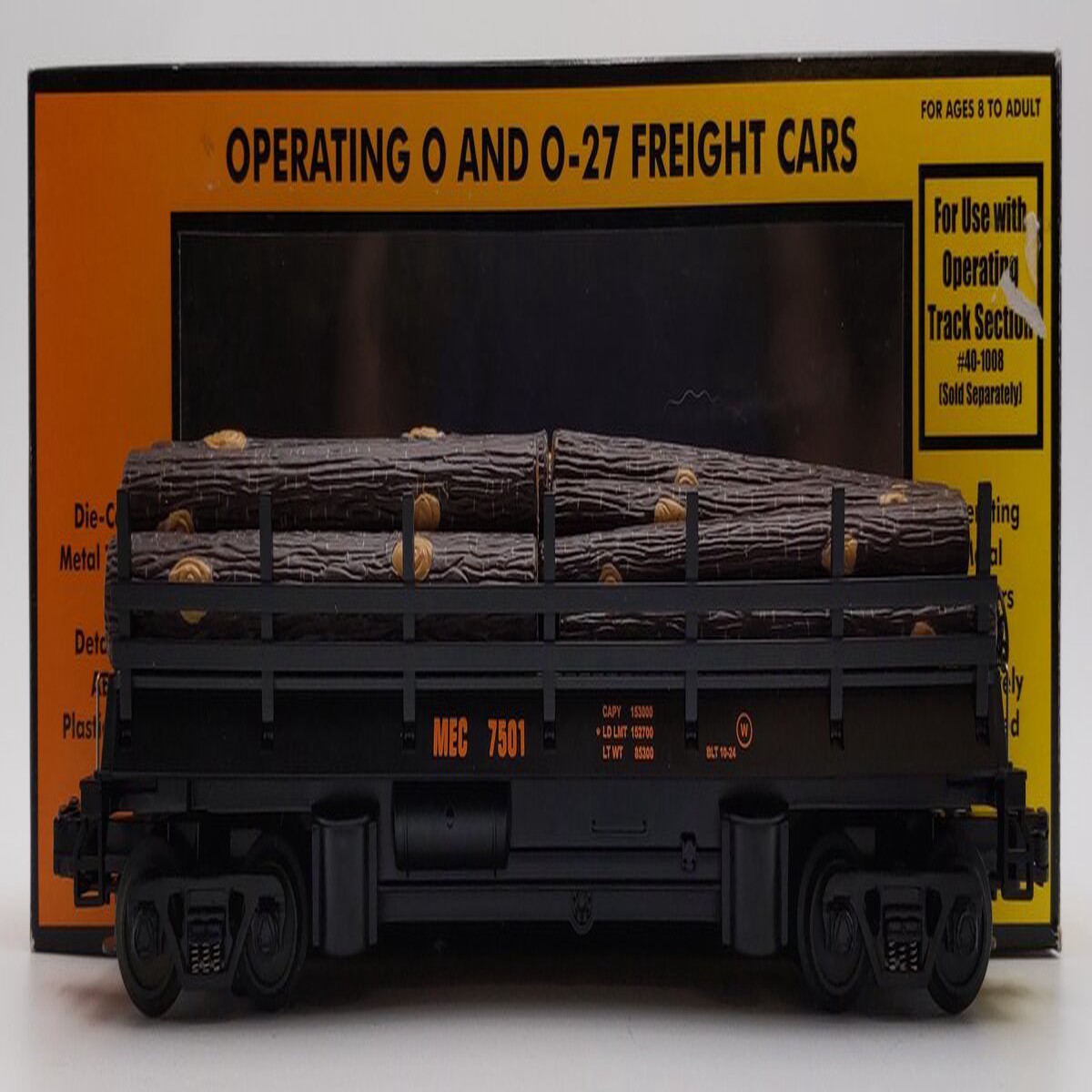 MTH 30-7960 O Gauge Maine Central Operating Flatcar #7051 w/ Log Load LN/Box