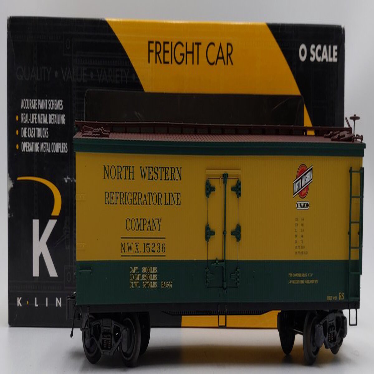 K-Line K742-1311 O Gauge Chicago & NorthWestern Wood-Sided Reefer #15236 NIB
