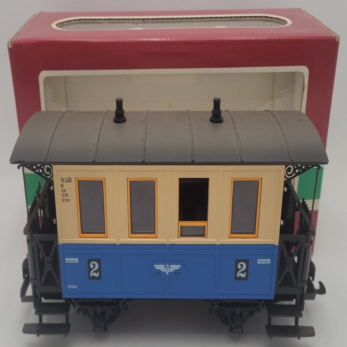 LGB 3015 G Scale Blue & Cream 2nd Class Coach Car EX/Box