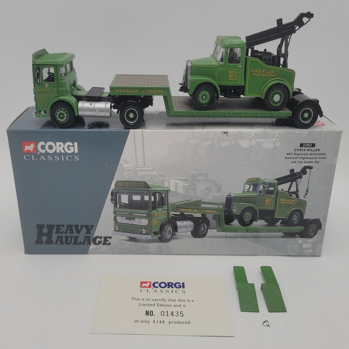 Corgi 31003 1:50 Chris Miller AEC, Scammell Highwayman Crane & Low Loader Set EX/Box