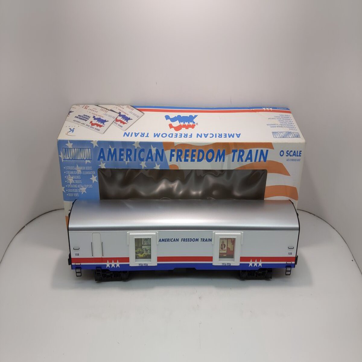 K-Line K4601-30108 O American Freedom Train 18" Aluminum Display Car #108 LN/Box