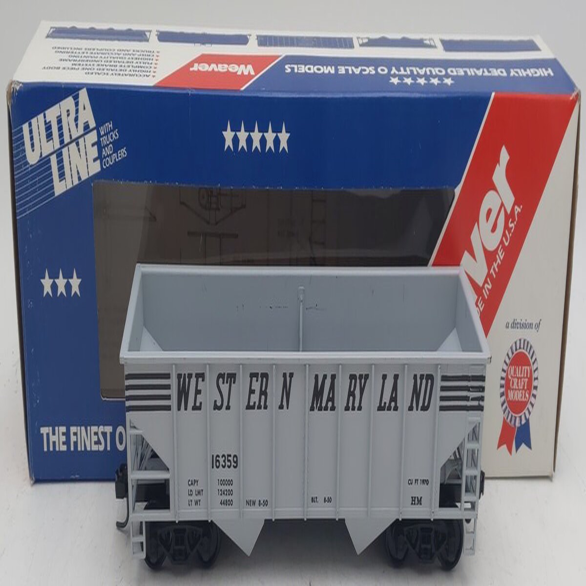 Weaver 2106 O Western Maryland 36' RibbedSide Hopper #16359 (2-Rail) EX/Box