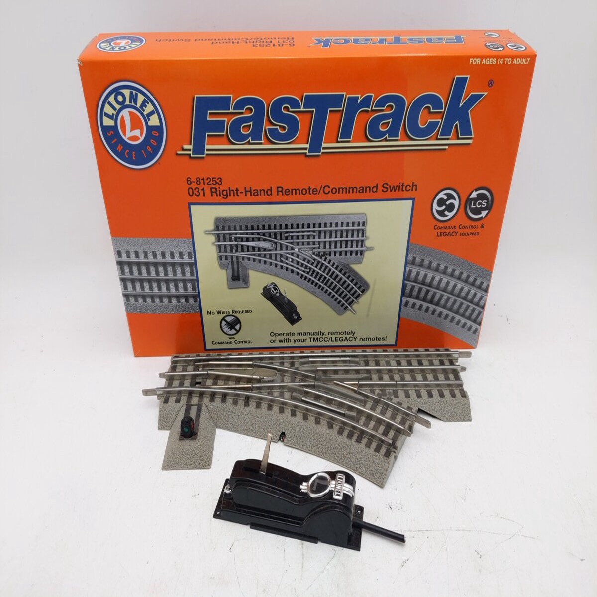 Lionel 6-81253 O-31 Remote Right Hand FasTrack Switch Turnout EX/Box
