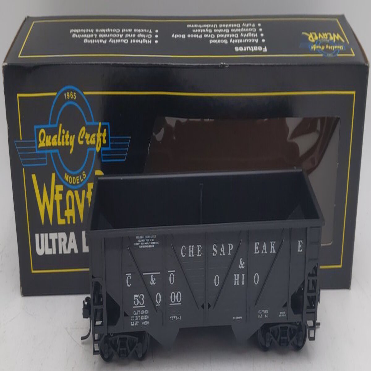 Weaver U15004 O Gauge Chesapeake & Ohio 2-Rail Hopper Car #53000 EX/Box