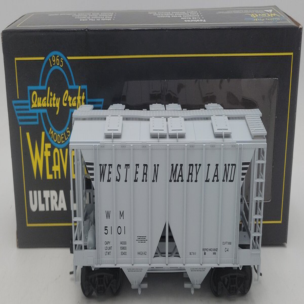 Weaver U19002S O Scale Western Maryland AC-2 Covered Hopper #5101 (2-Rail) EX/Box
