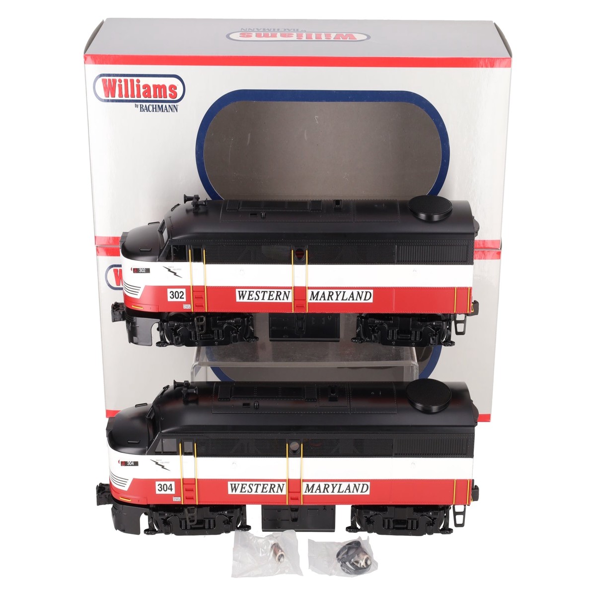 Williams 20911 O Gauge Western Maryland ALCO FA-1 AA Diesel Locomotives:302, 304 LN/Box