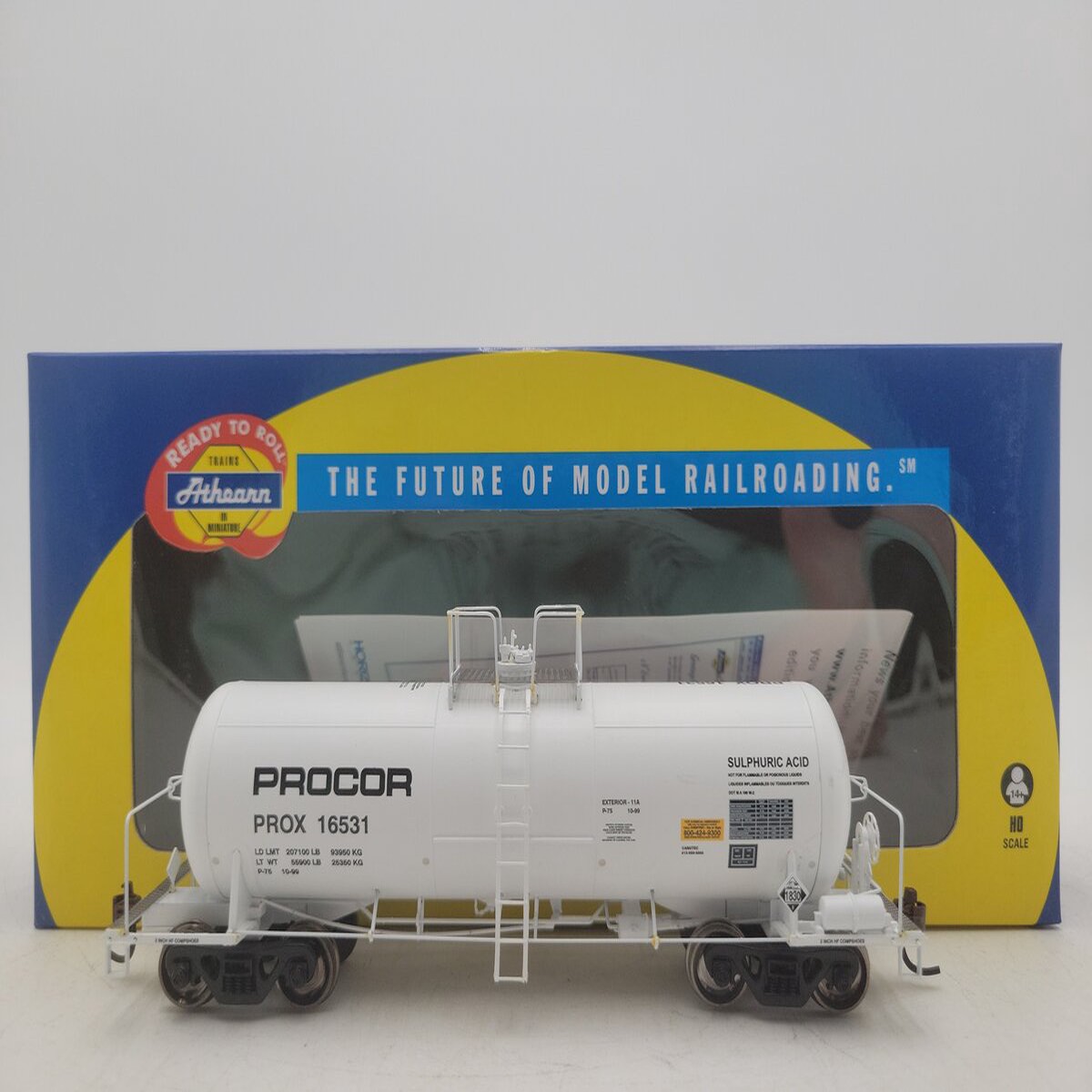 Athearn 96127 HO RTR 13,600-Gallon Acid Tank, Procor/White#16531 EX/Box