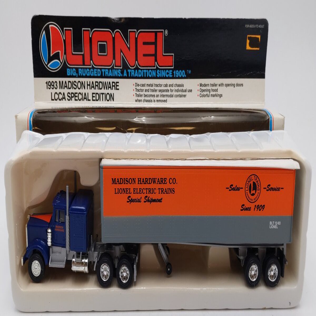 Lionel 6-52025 O Madison Hardware LCCA 1993 Special Edition Tractor & Trailer NIB