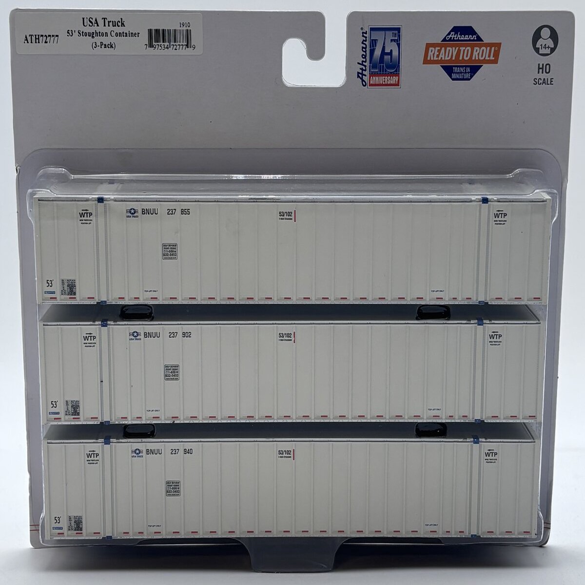 Athearn 72777 HO RTR USA Truck 53' Stoughton Container (Pack of 3)
