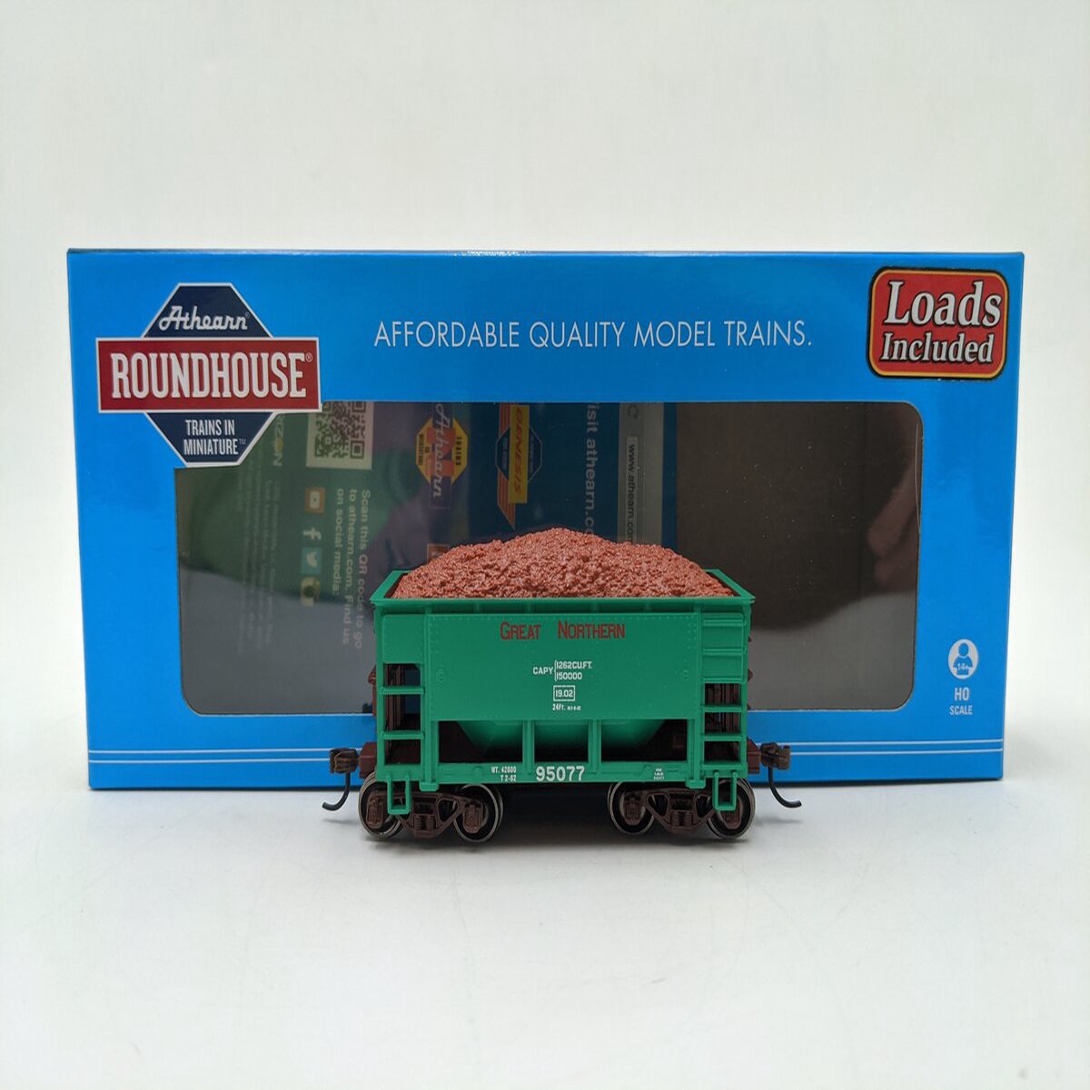 Roundhouse 87170 HO Scale Great Northern 24' Ribbed Ore Car w/Load #95077 LN/Box
