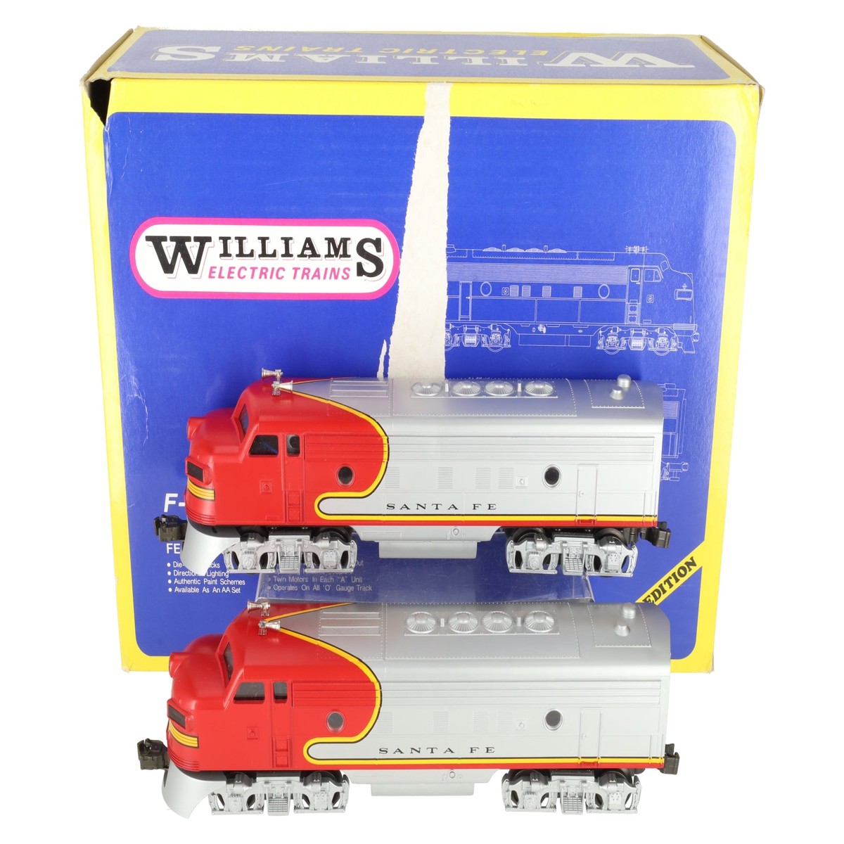 Williams 4309 O Gauge Santa Fe War Bonnet F-7 AA Diesel Locomotive Set EX/Box