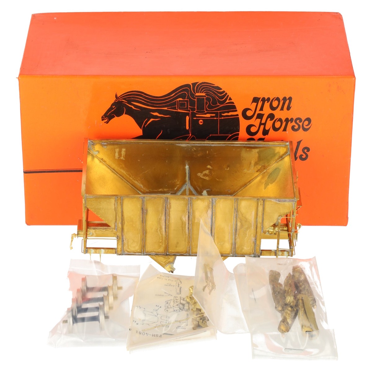 Iron Horse On3 Scale BRASS East Broadtop Ore Hopper Car- Unpainted VG/Box