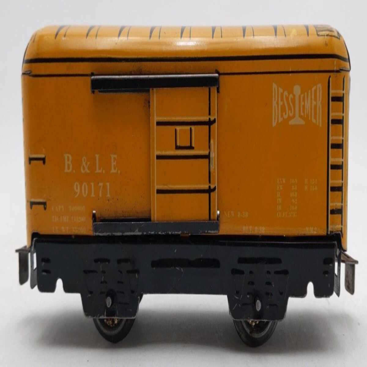 Marx 90171 Vintage O Yellow Bessemer & Lake Erie (BLE) Boxcar