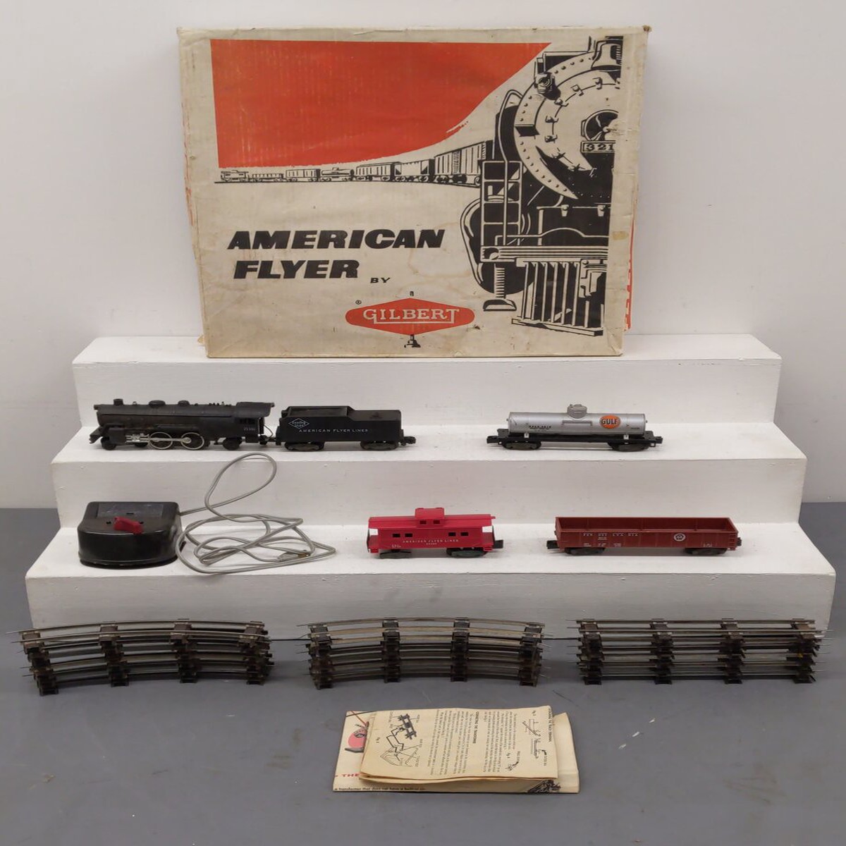 American Flyer 20175 Vintage S Gauge Steam Locomotive Freight Set VG/Box