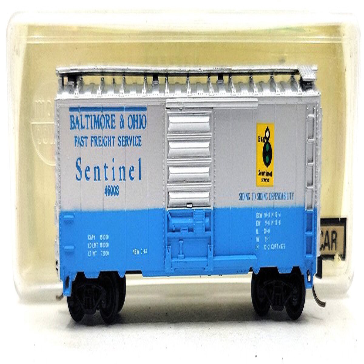 Model Power 3701 N Scale Baltimore & Ohio 40' Box Car #46008 LN/Box