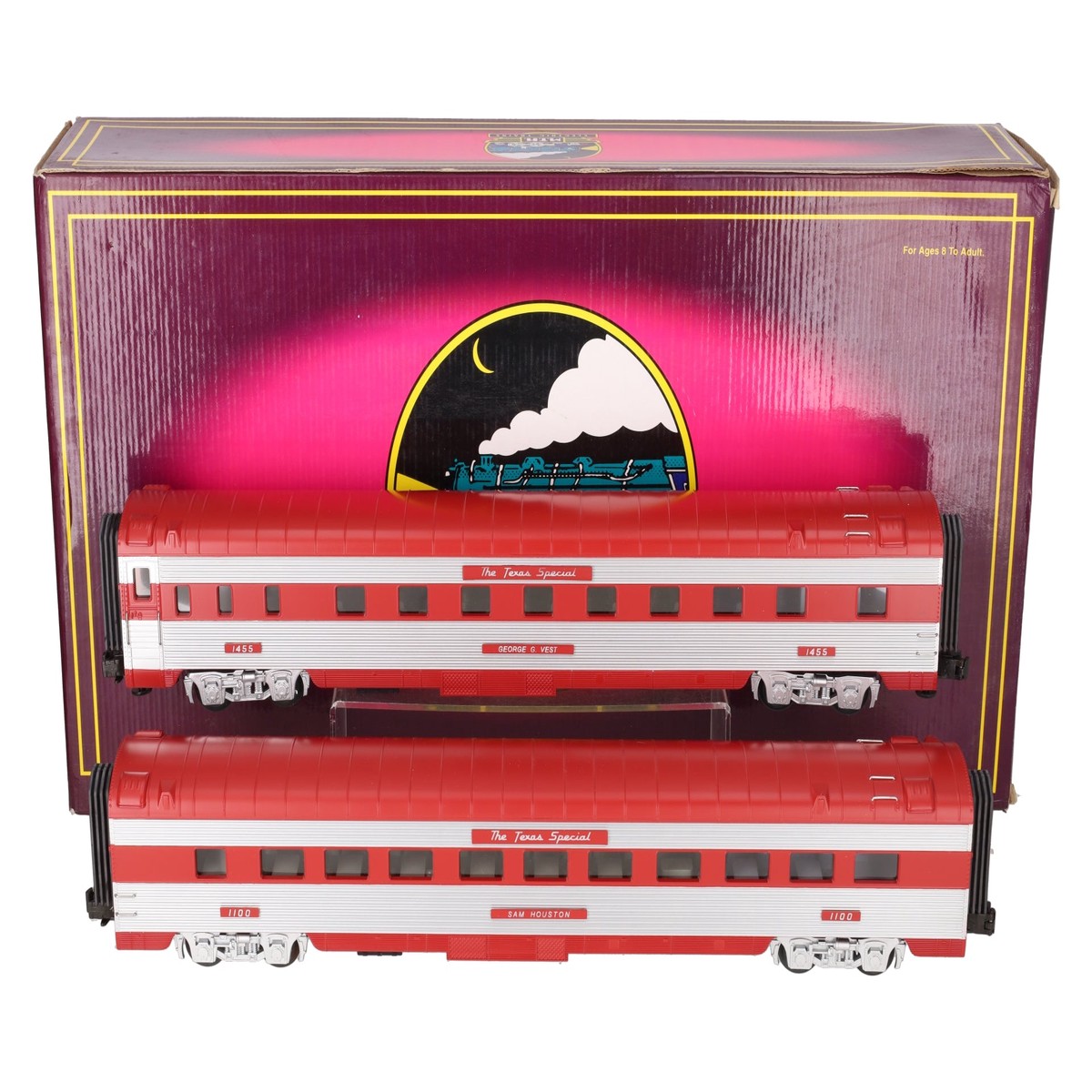 MTH 20-6628 O Texas Special 70' Streamlined Slpr/Din Passenger Car Set(Set of 2) EX/Box